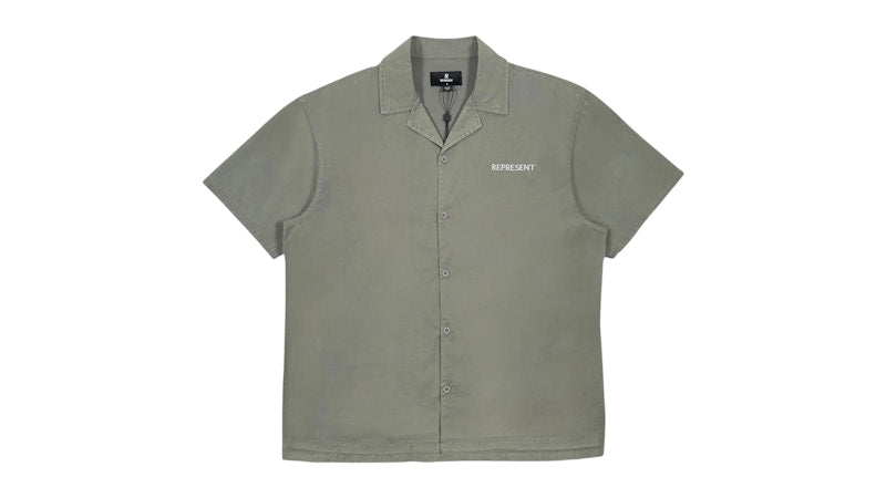 Represent Script Camp Collar Shirt Mid Khaki