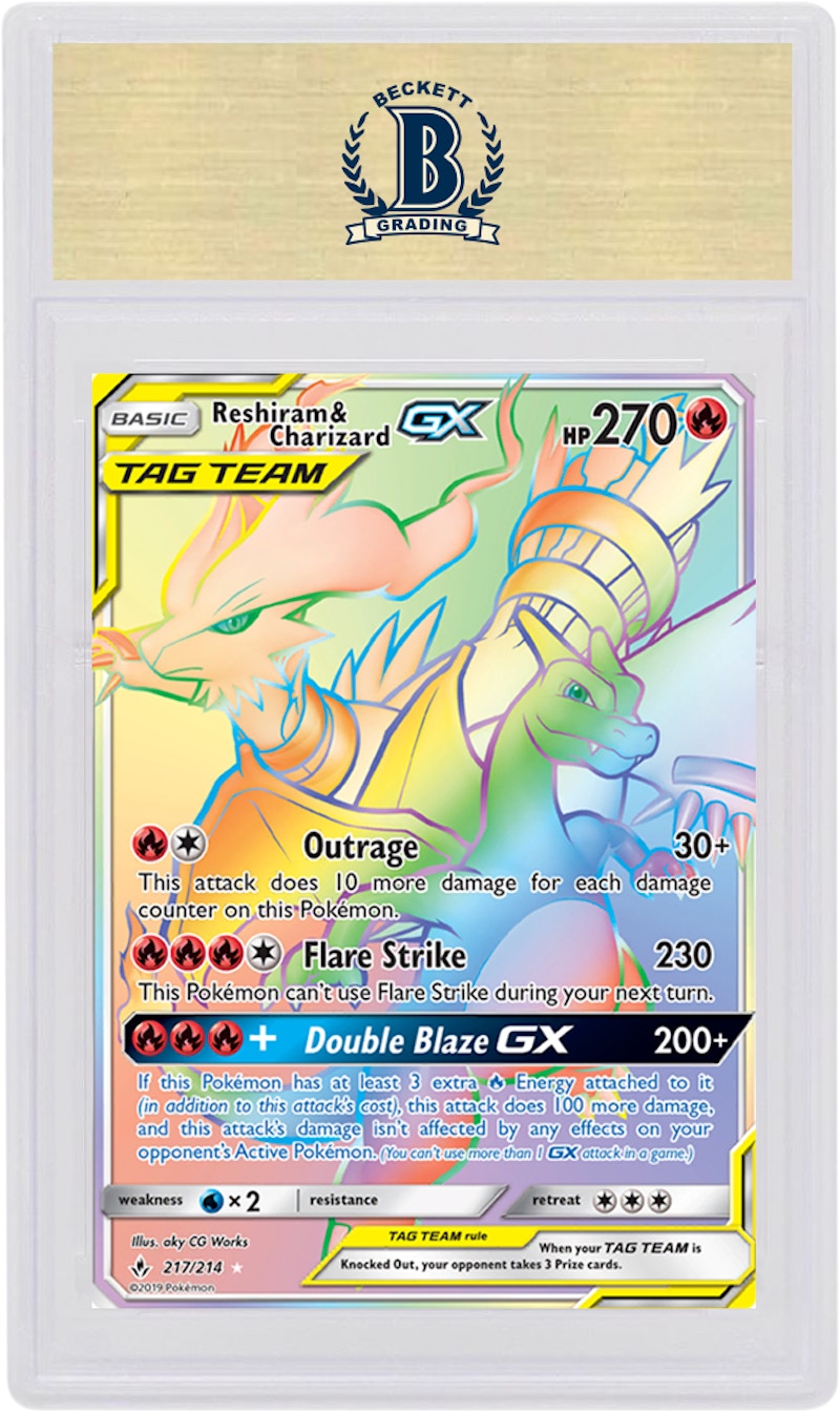 Reshiram & Charizard GX 2019 Pokemon TCG Unbroken Bonds Full Art #217/214 (PSA or BGS Graded)