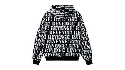Revenge Allover Logo Zip Sweatshirt Black/White