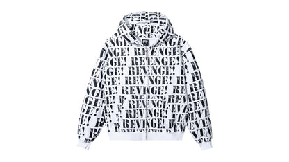 Revenge Allover Logo Zip Sweatshirt White/Black