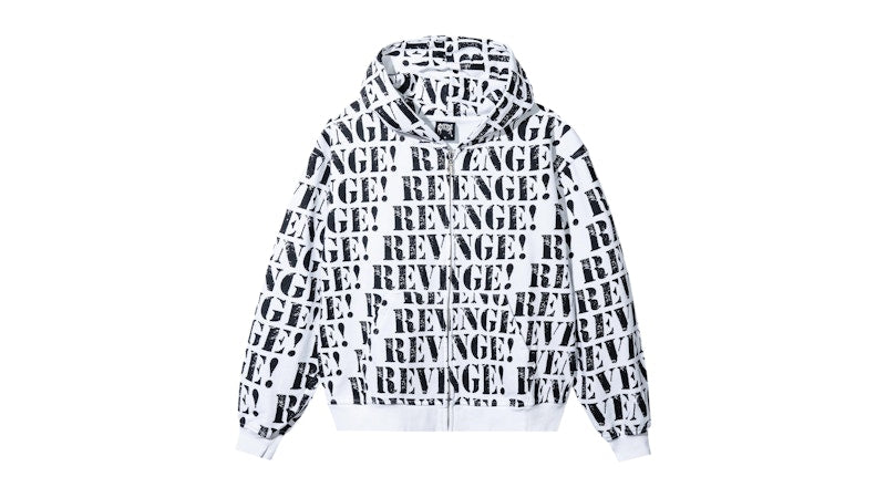 Revenge Allover Logo Zip Sweatshirt White/Black