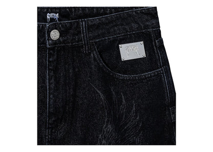 Revenge Archangel Carpenter Denim Shorts Washed Black