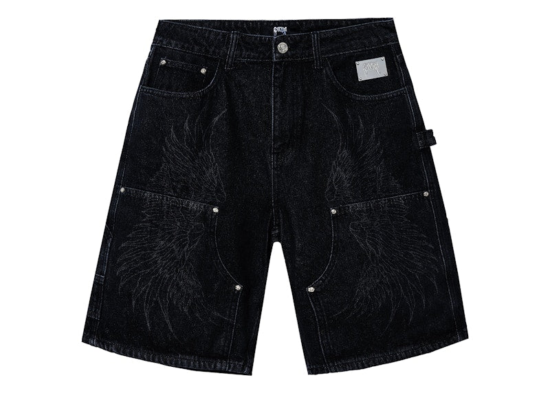 Revenge Archangel Carpenter Denim Shorts Washed Black