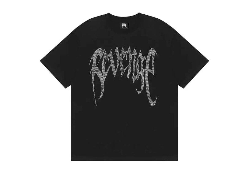Revenge Bejeweled Rhinestone Logo Tee Black