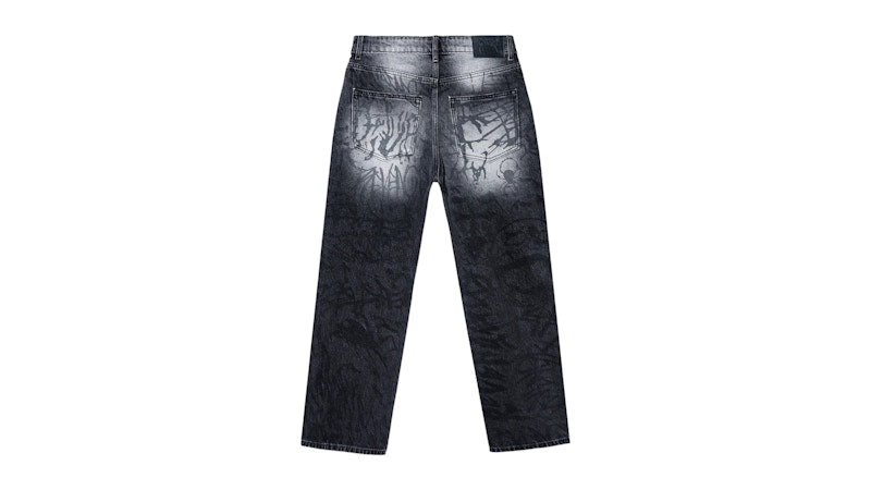 Revenge Graffiti Denim Pant Washed Black/Black