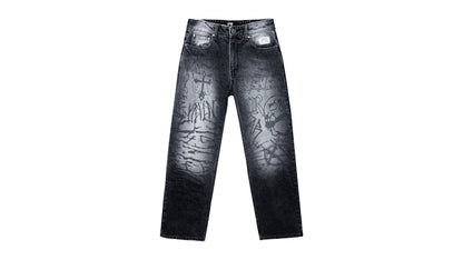 Revenge Graffiti Denim Pant Washed Black/Black
