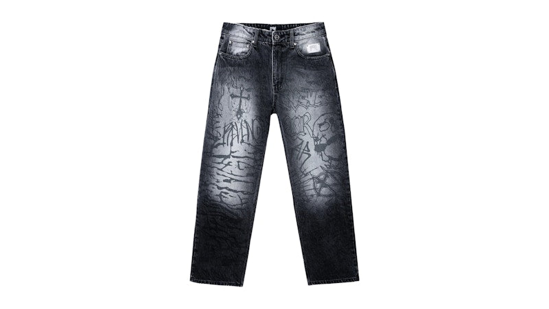Revenge Graffiti Denim Pant Washed Black/Black