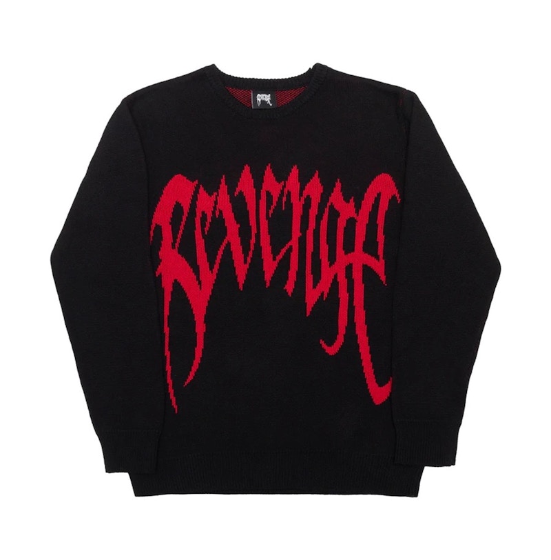 Revenge Knit Logo Crewneck Sweater Black/Red