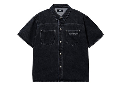 Revenge Revival Denim Button Up Washed Black