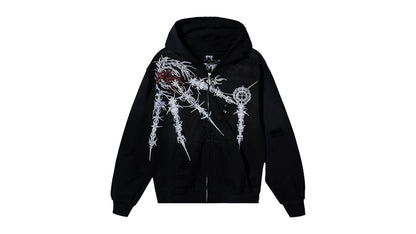 Revenge Sigil Zip Sweatshirt Washed Black