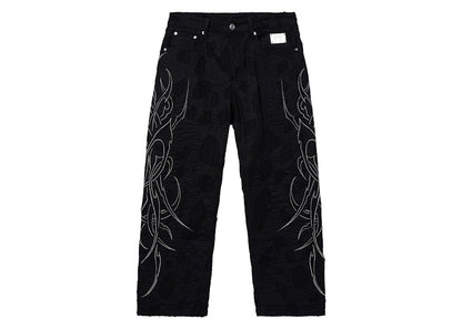 Revenge Spike Distressed Boro Denim Pant Black