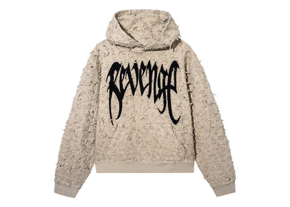 Revenge Thrashed Boro Arch Logo Hoodie Cream/Black