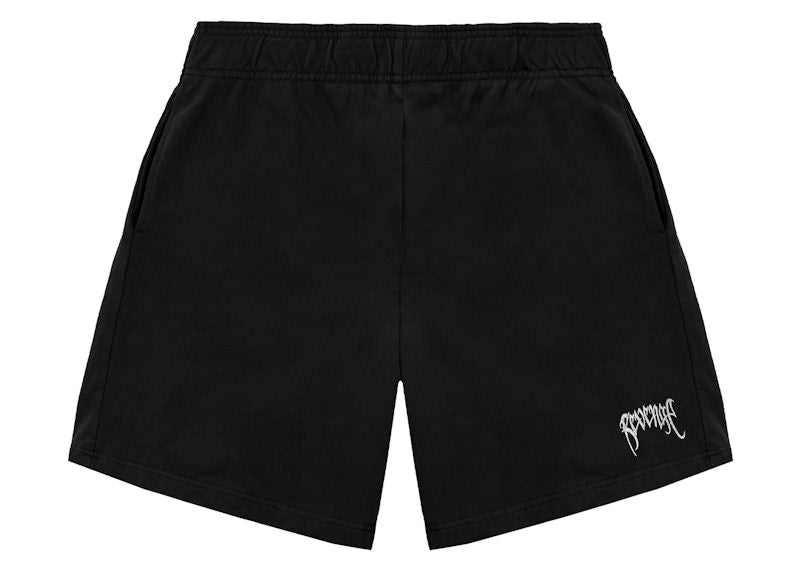 Revenge White Embroidered Basic Shorts Black