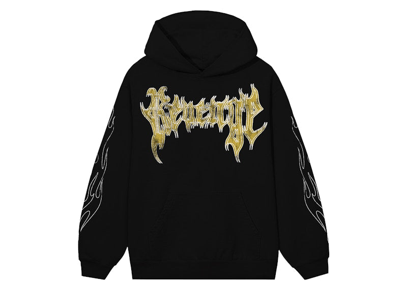Revenge x City Morgue Grim Reaper Yellow Logo Hoodie Black