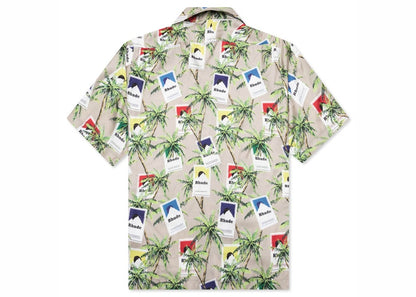 Rhude Cigarette Print Button Up Shirt Taupe/Multicolor