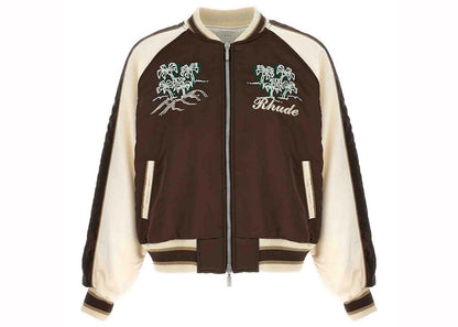 Rhude Crepe Satin Souvenier Jacket Brown/Cream