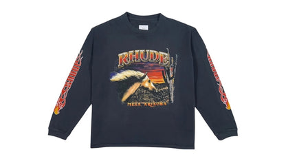 Rhude Mesa Stallion L/S Tee Black/Red/Yellow