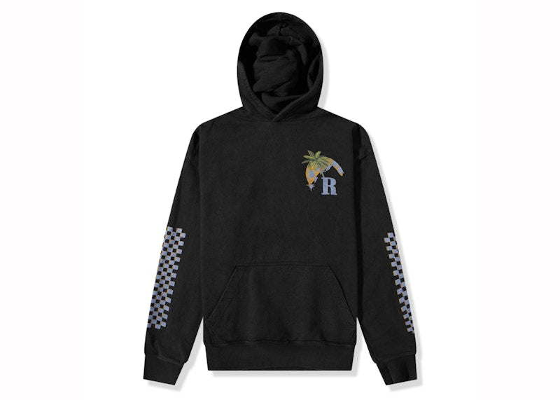 Rhude Moonlight Tropics Print Oversized Vintage Hoodie Black