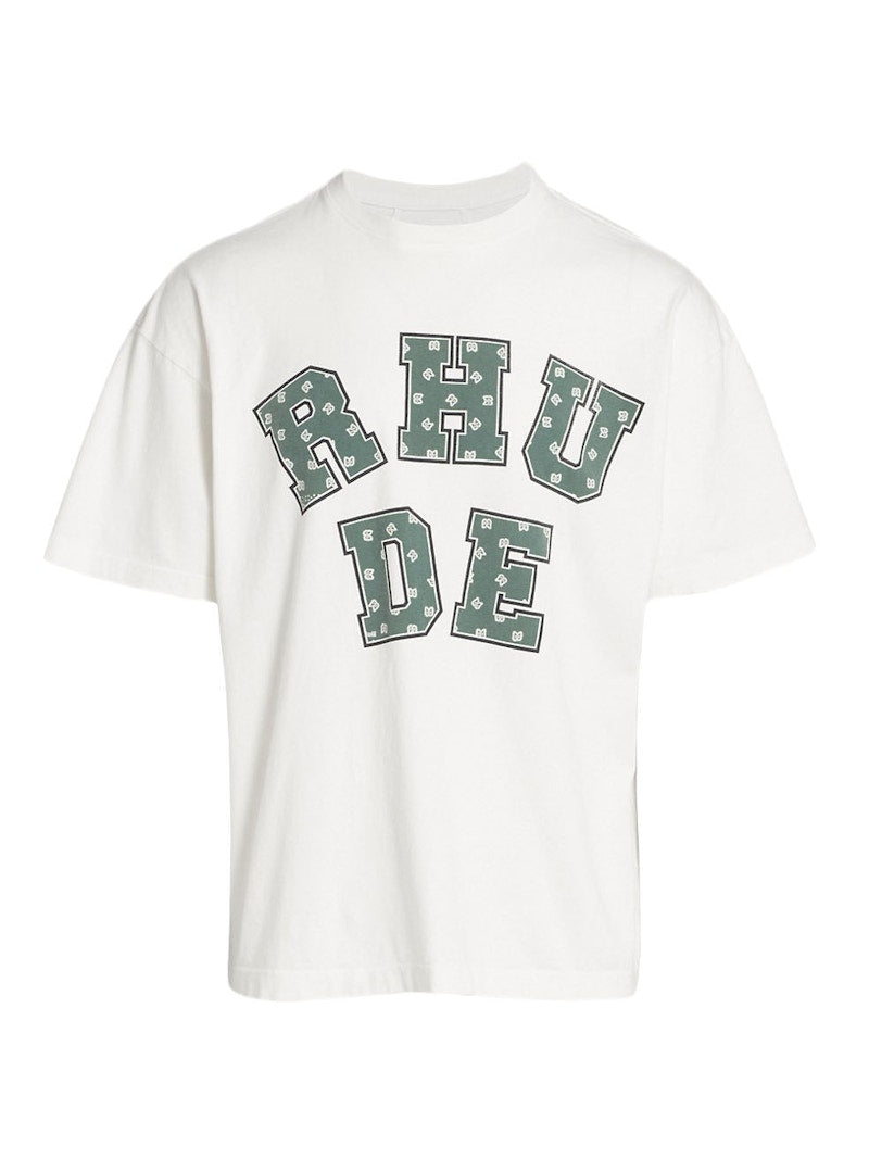 Rhude Paisley Varsity Logo T-Shirt White