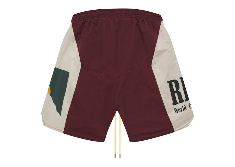 Rhude Panel Logo Shorts Maroon/White/Multi