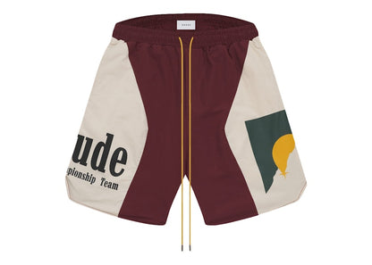 Rhude Panel Logo Shorts Maroon/White/Multi