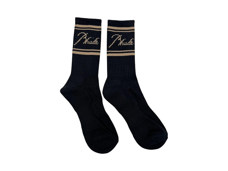 Rhude Script Logo Socks Black/Gold