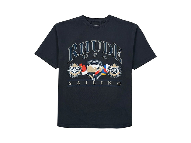 Rhude Usa Sailing Icon T-shirt Vintage Black/White