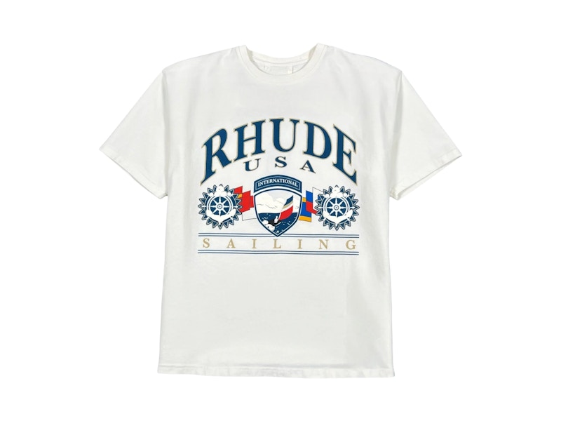 Rhude Usa Sailing Icon T-shirt Vintage White/Black