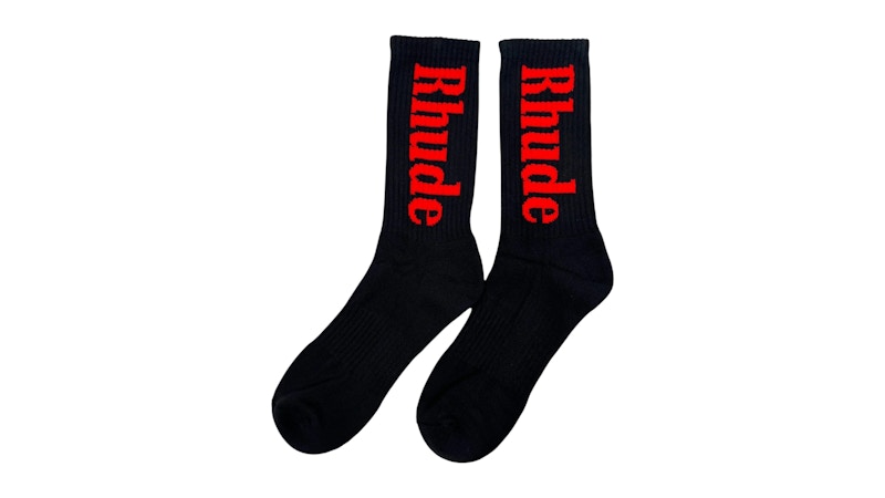 Rhude Vertical Logo Sock Black/Red