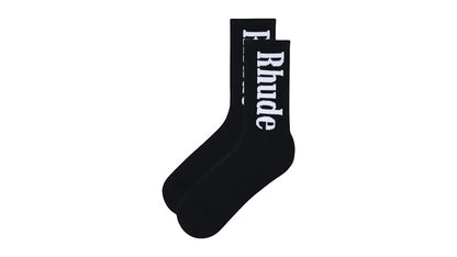Rhude Vertical Logo Socks Black/White