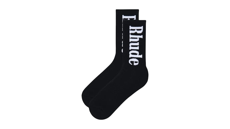 Rhude Vertical Logo Socks Black/White