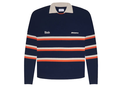 Rhude x McLaren Striped Logo Polo Sweater Blue/Orange