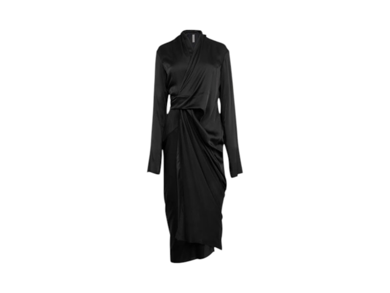 Rick Owens Charmeuse Wrap Dress Black