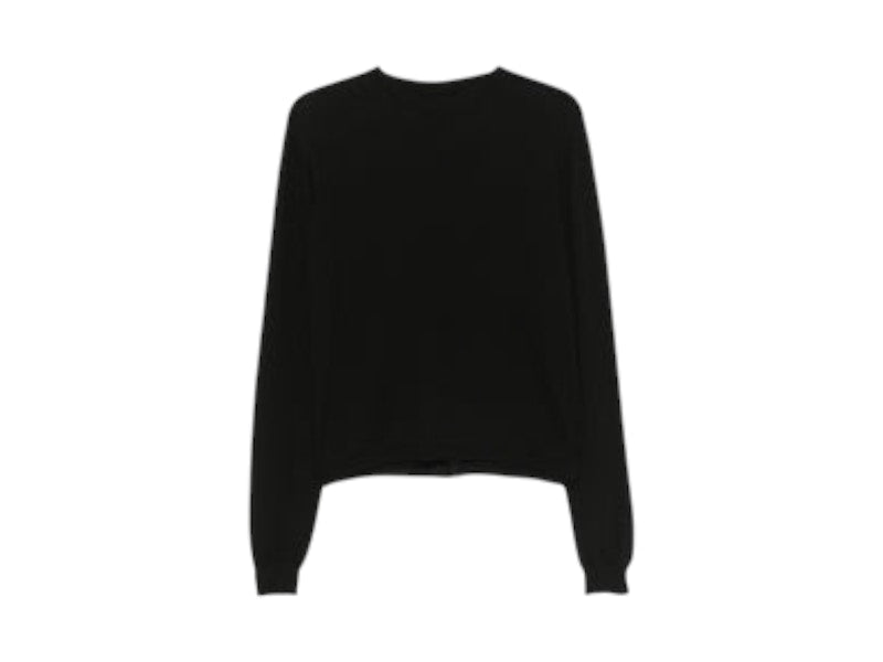 Rick Owens Cropped Biker Round Neck Sweater Black