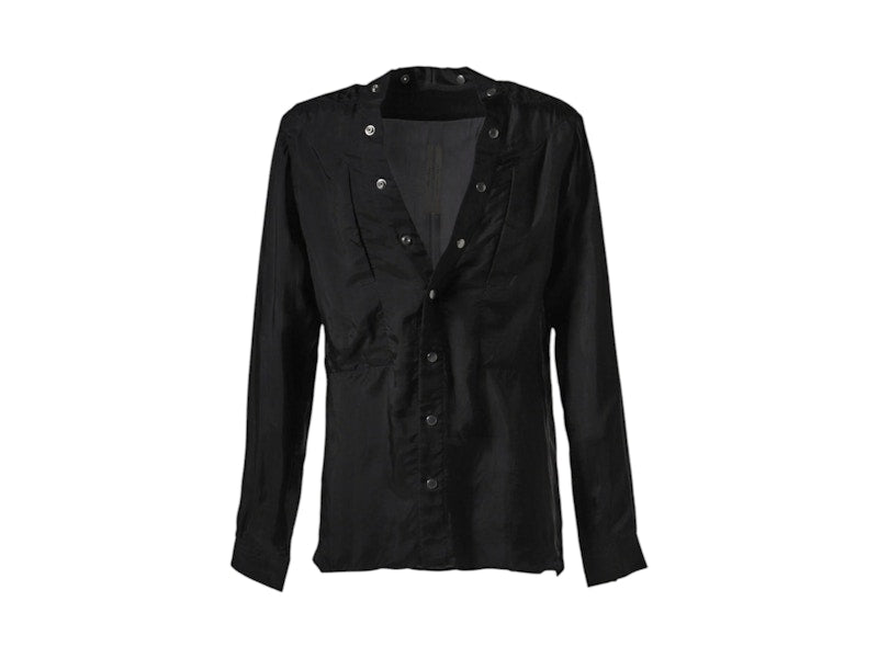 Rick Owens Cupro Larry Fogpocket Shirt Black