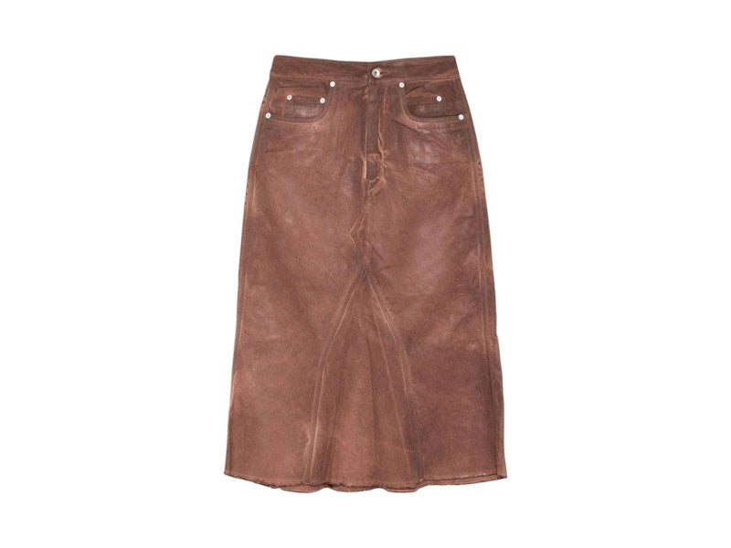 Rick Owens DRKSHDW Gonna In Denim - Godet Skirt Brown