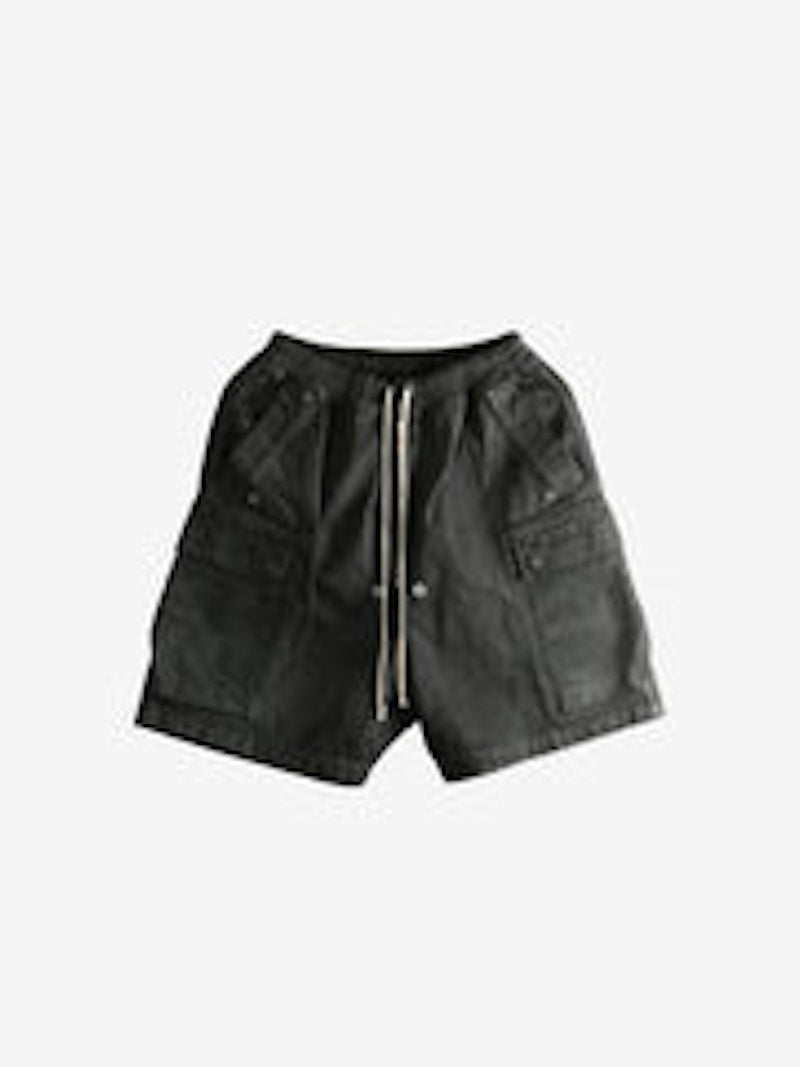 Rick Owens Denim Cargobela Shorts Black Wax