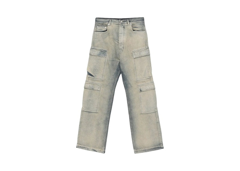 Rick Owens Denim Double Cargo Jeans Mineral Pearl