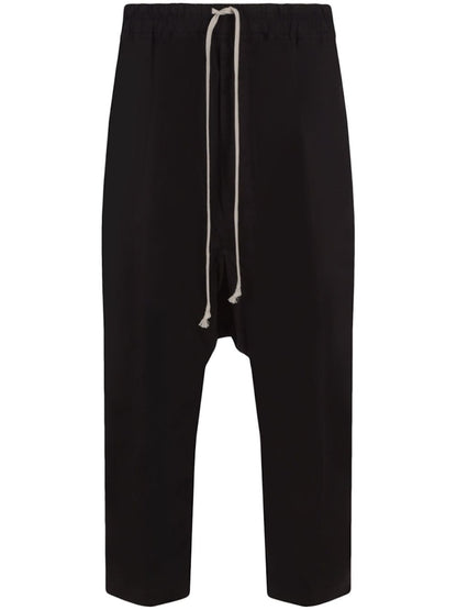 Rick Owens Drawstring Cropped Pantaloni Black
