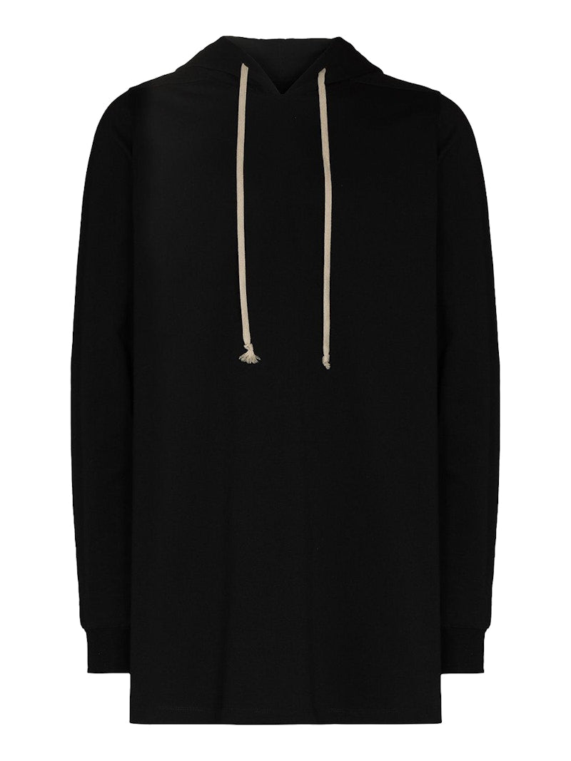 Rick Owens Fogachine Drawstring Pullover Hoodie Black