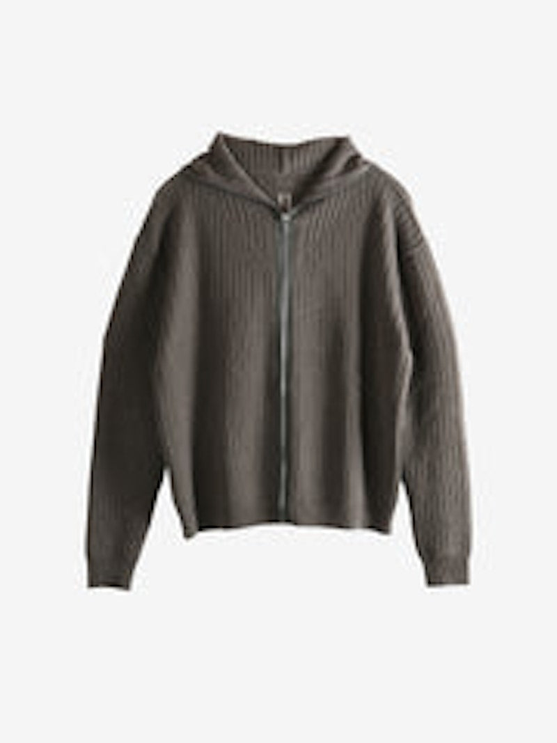 Rick Owens Heavy Wool Zipped Hoodie DUSt