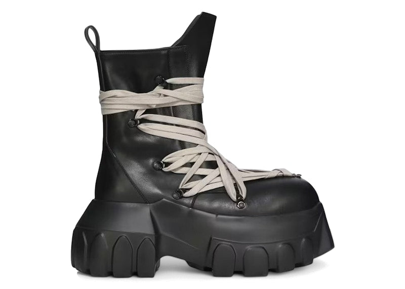Rick Owens Hollywood Megalace Mega Tractor Boot Black (Women's)