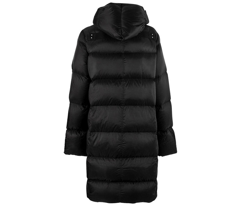 Rick Owens Hooded Liner Long Down Jacket Black