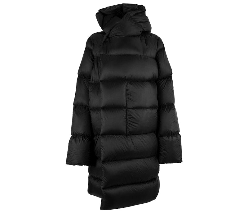 Rick Owens Hooded Liner Long Down Jacket Black