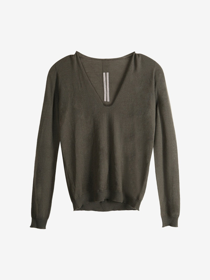 Rick Owens Knit V Neck Pullover Bosco