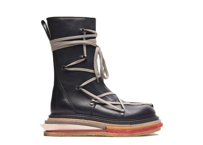 Rick Owens Lace Up Creeper Stacked Black