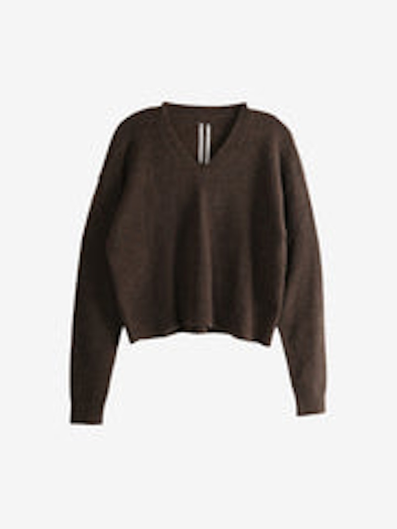 Rick Owens Maglia Tommy V Neck Knit Brown