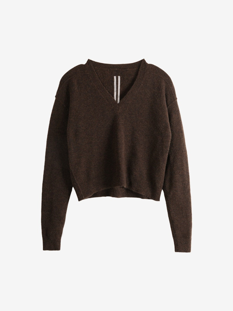 Rick Owens Maglia Tommy V Neck Knit Brown