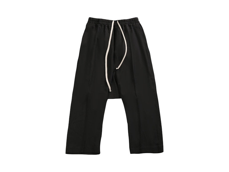 Rick Owens Viscose Drawstring Cropped Pants Black