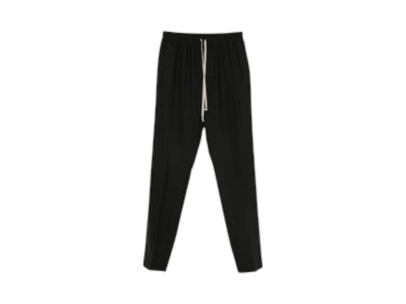 Rick Owens Wool Drawstring Slim Long Pants Black
